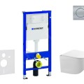 Tualetes poda komplekts Geberit Duofix rāmis ar baltu Delta01 pogu, pods Kielle Gaia Rimless un SoftClose Vāku