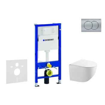 Комплект  Geberit рамой Duofix и кнопкой  Delta01 Matt Chrome подвесной унитаз Kielle Gaia Rimless с крышкой SoftClose.