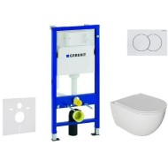 Tualetes poda komplekts Geberit Duofix rāmis ar Baltu pogu Delta01 pods Kielle Gaia Rimless un SoftClose Vāku