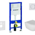 Комплект подвесной Geberit рамa Duofix  и унитаз Kielle Oudee Rimless белой кнопкой Delta01, с крышкой SoftClose