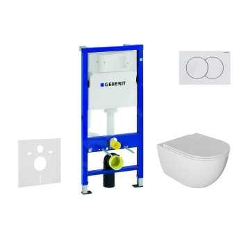 Tualetes poda komplekts Geberit Duofix rāmis ar Baltu Delta01 pogu pods Kielle Oudee Rimless un SoftClose Vāku