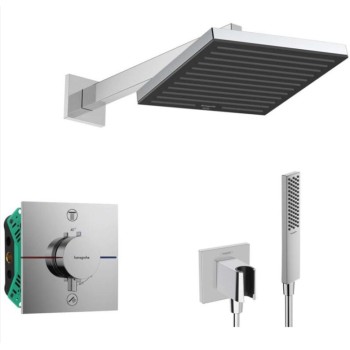 Dušas sistēma Hansgrohe iebūvejamā ar dušas galvu, termostatu un rokas sušu 21HHH003 hromēts