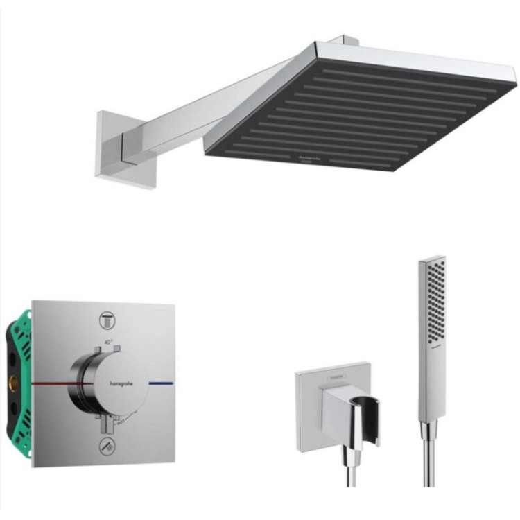 Dušas sistēma Hansgrohe iebūvejamā ar dušas galvu, termostatu un rokas sušu SANI21HHH003 hromēts Dušas sistēma Hansgrohe iebūvejamā ar dušas galvu, termostatu un rokas sušu SANI21HHH003 hromēts