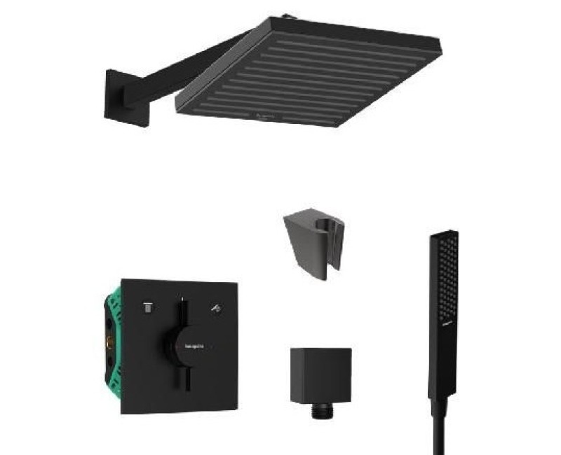 Душевая система Hansgrohe встраиваемая с верхним душем и ручным душем 21HHK401 Черный матовый