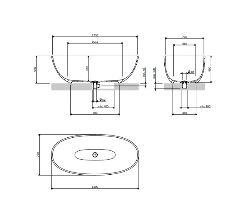 Brīvi stāvošā Vanna Omnires SHELL M+ Akmens masa 160 x 75 cm matt dune beige