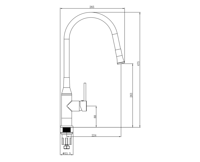 Смеситель для кухниSapho Sili с гибким изливом, черный/хром SR426