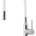Смеситель для кухниSapho Sili с гибким изливом, белый/хром SR481