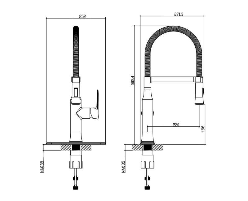 Смеситель для кухни Sapho Jessy с выдвижной лейкой, хром 1105-62