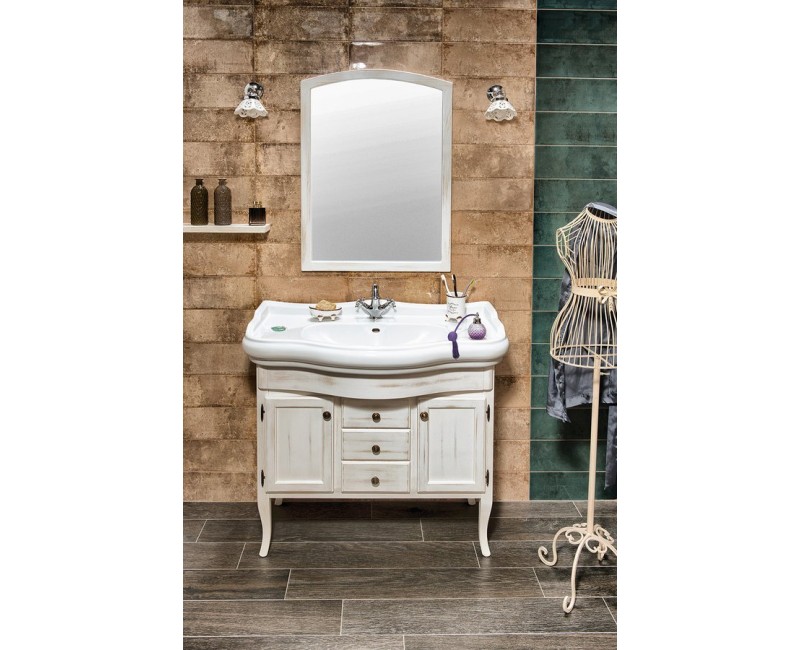 Vannas istabas spogulis Sapho Retro rāmī 65x91 cm, antīki balts 1685 1685