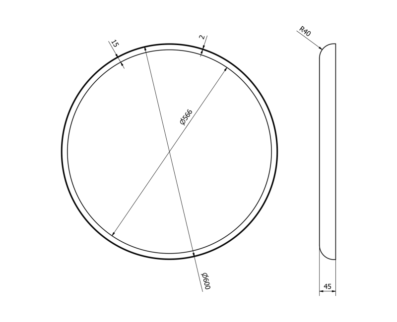 Vannas istabas spogulis Sapho Float ar LED apgaismojumu, diametrs 60 cm, balts 22559