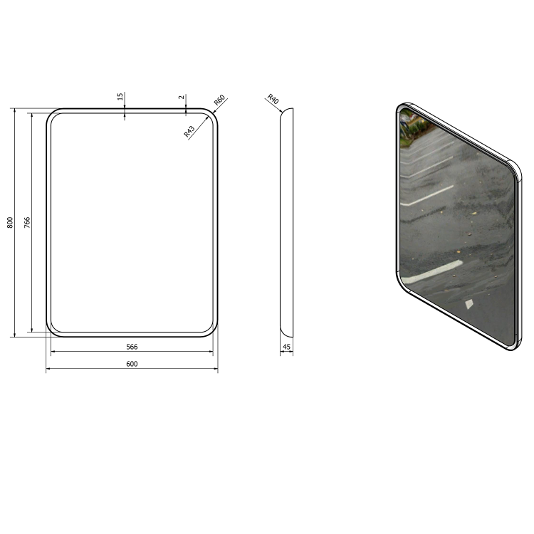Vannas istabas spogulis Sapho Float ar LED apgaismojumu 60x80 cm, balts 22572