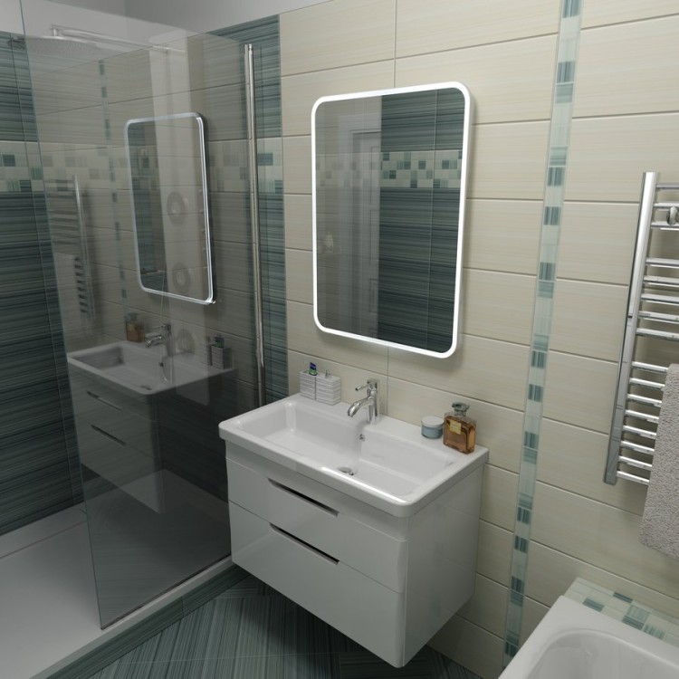 Vannas istabas spogulis Sapho Float ar LED apgaismojumu 60x80 cm, balts 22572