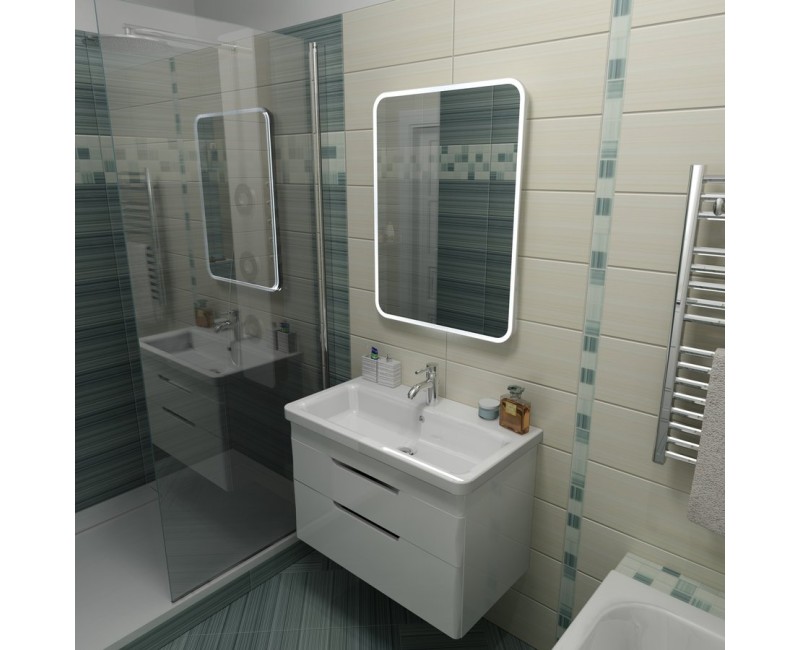 Vannas istabas spogulis Sapho Float ar LED apgaismojumu 60x80 cm, balts 22572