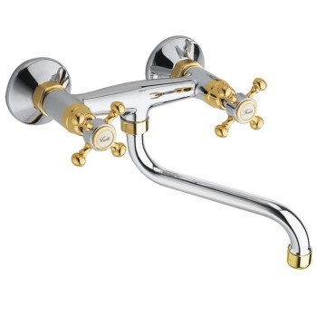 Смеситель для кухниSapho Reitano Rubinetteria Antea настенный хром/золото 3062