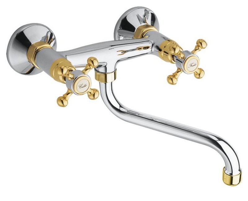 Смеситель для кухниSapho Reitano Rubinetteria Antea настенный хром/золото 3062