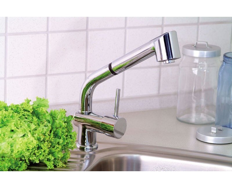 Virtuves maisītājs Sapho Rhapsody  ar izvelkamu dušas galvu, hroms 5550
