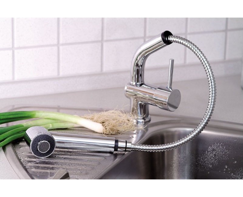 Virtuves maisītājs Sapho Rhapsody  ar izvelkamu dušas galvu, hroms 5550