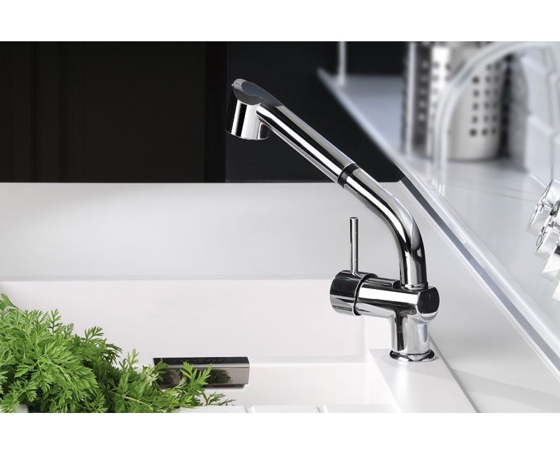 Virtuves maisītājs Sapho Rhapsody  ar izvelkamu dušas galvu, hroms 5550