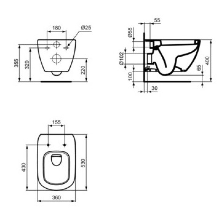 Piekaramais pods Ideal Standard Tesi Bez Vāka T007801