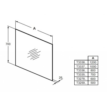 Vannas istabas spogulis Ideal Standard Mirror&Light 120x70cm ar LED apgaismojumu  T3338BH