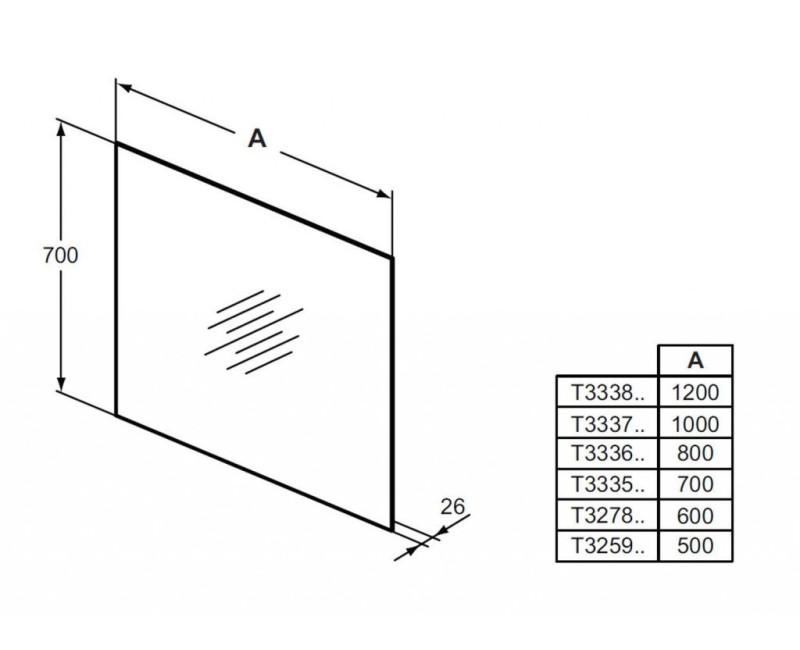 Vannas istabas spogulis Ideal Standard Mirror&Light 120x70cm ar LED apgaismojumu  T3338BH