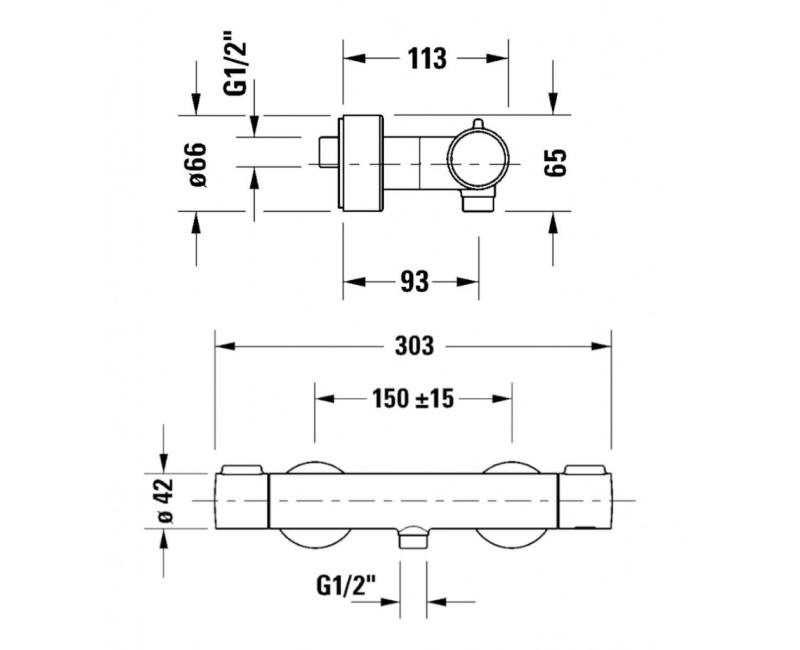 Смеситель для душа Duravit Термостатический, с термостатом, хром TH4220000010