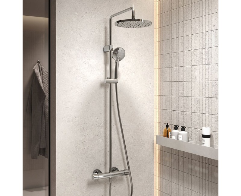 Душевая система Duravit Showers с термостатом, Душевая головка D 25 см, 3 потока, Хром