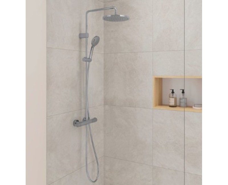 Душевая система Duravit Showers с термостатом, Душевая головка D 25 см, 3 потока, Хром