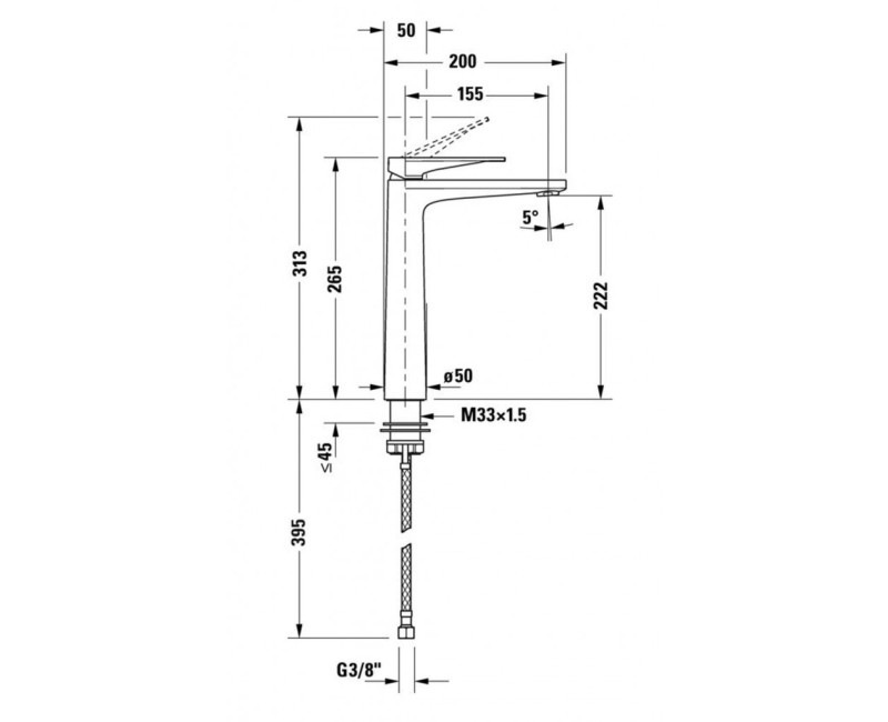 Смеситель для раковины Duravit Tulum Raised, хром