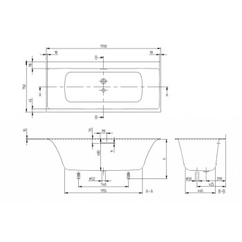 Villeroy & Boch Subway 3.0 170x75 см, Quaryl®, альпийский белый UBQ170SBW2TDV-01
