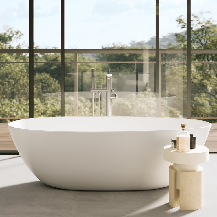 Brīvi stāvošā vanna Villeroy & Boch Antao 170x75cm,  Quaryl®, SilentFlow, Alpu balta UBQ170TAO7TV-01