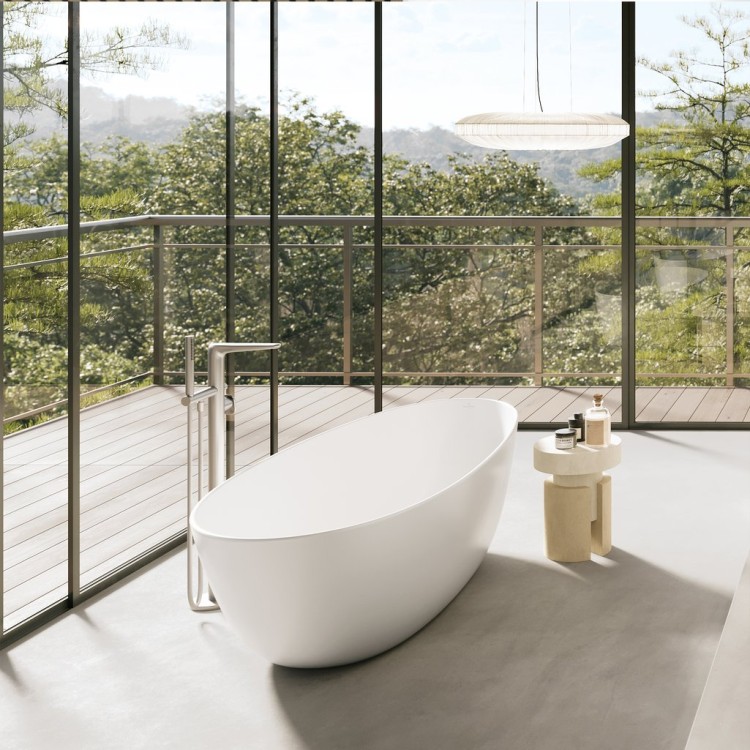 Brīvi stāvošā vanna Villeroy & Boch Antao 170x75cm,  Quaryl®, SilentFlow, Alpu balta UBQ170TAO7TV-01
