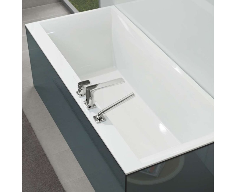 Ванна Villeroy & Boch Squaro Edge 12 Duo, 1800x800 мм, с сифоном, на ножках, Quaryl® белый