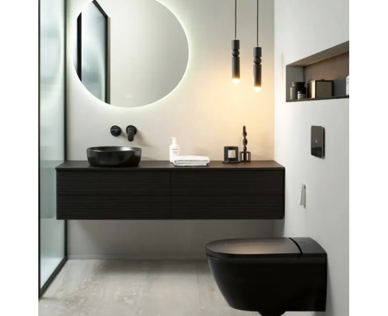 Подвесной унитаз с функцией биде Villeroy & Boch ViClean I-100 CeramicPlus Rimfree с крышкой SoftClose Black