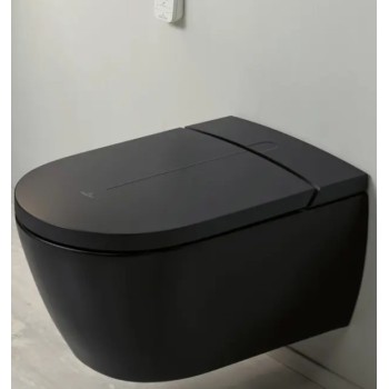 Подвесной унитаз с функцией биде Villeroy & Boch ViClean I-100 CeramicPlus Rimfree с крышкой SoftClose Black
