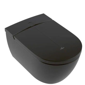 Подвесной унитаз с функцией биде Villeroy & Boch ViClean I-100 CeramicPlus Rimfree с крышкой SoftClose Black