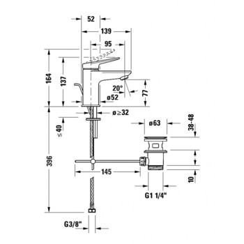 Смеситель для раковины Duravit Wave MinusFlow EasyClean с клапаном Pop Up Chrome