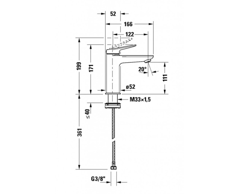 Смеситель для раковины Duravit Wave EasyClean Black Matt