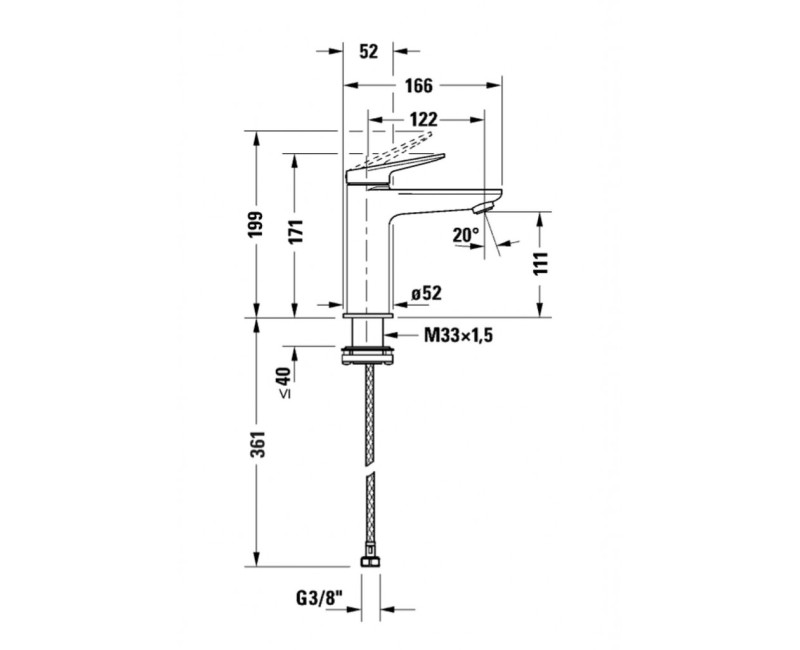 Смеситель для раковины Duravit Wave EasyClean MinusFlow Chrome