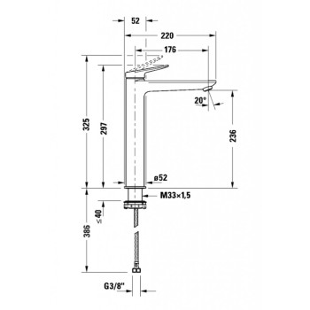 Смеситель для раковины Duravit Wave EasyClean Raised из нержавеющей стали
