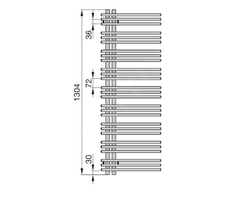 Полотенцесушитель / Радиатор Zehnder Yucca Asym 130x58 см, Хром YAC-130-060