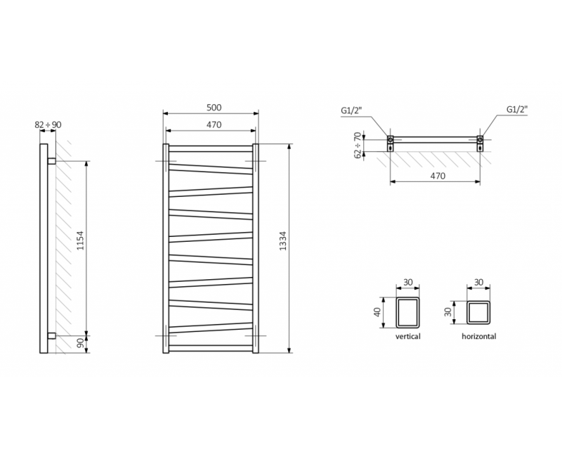 Полотенцесушитель / Радиатор Sapho ZIG 500x1334 мм, Белый Матовый ZG513