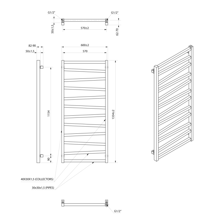 Dvieļu žāvētājs / Radiators Sapho ZIG 600x1334mm, Melns Matēts ZG613B Dvieļu žāvētājs / Radiators Sapho ZIG 600x1334mm, Melns Matēts ZG613B
