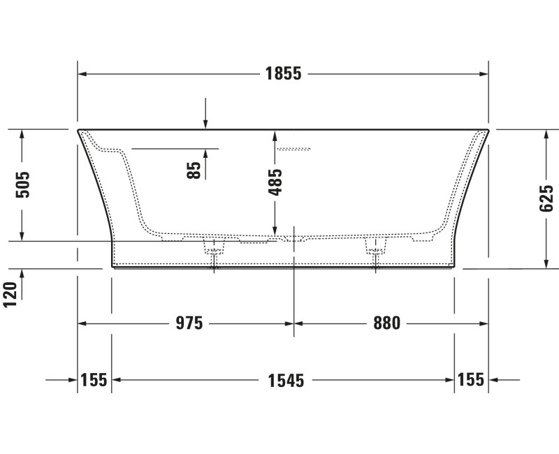Vanna Duravit Cape Cod, 185x88cm, akrils, matēti balts, 700330000000000