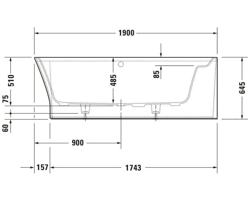 Vanna Duravit Cape Cod, 190x90cm, akrils, labais, matēts balts 700363000000000