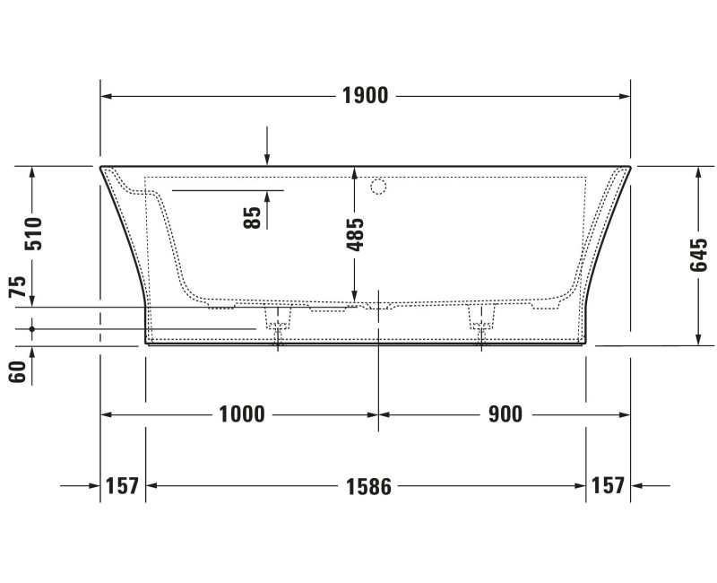 Vanna Duravit Cape Cod, 190x90cm, akrils, matēts balts 700364000000000