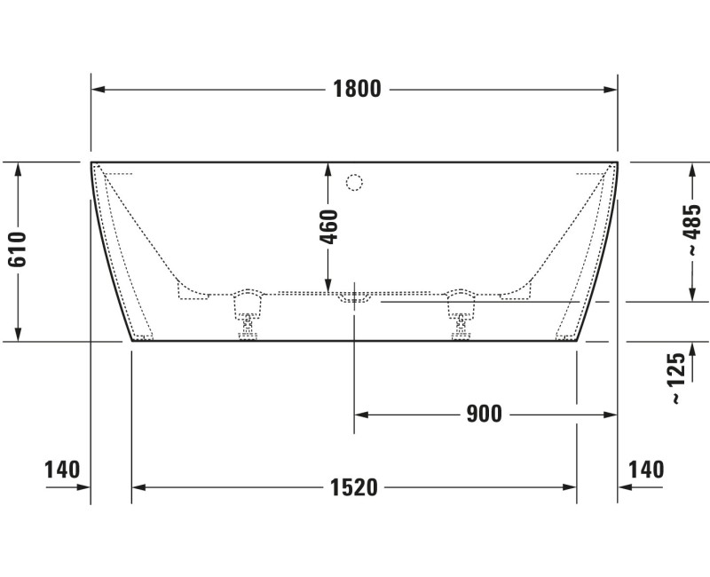 Vanna Duravit DuraSquare, 180x80cm, akrils, balts 700429000000000
