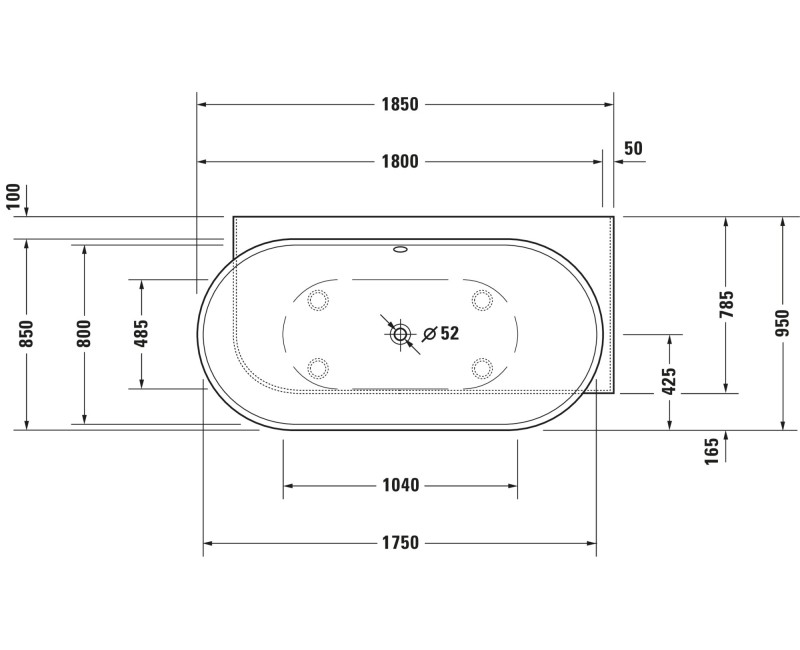 Ванна Duravit Luv, 185x95см, акрил, правая, белая 700432000000000