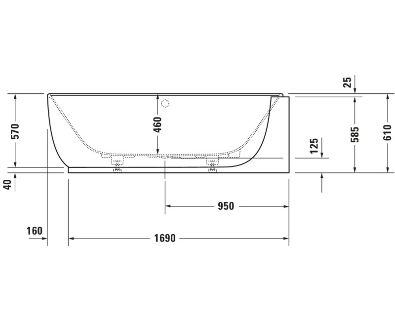 Ванна Duravit Luv, 185x95см, акрил, правая, белая 700432000000000
