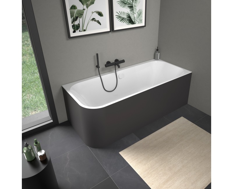 Ванна Duravit Happy D.2 Plus, 180x80см, акрил, правая, белая/матовый графит 700450800000000